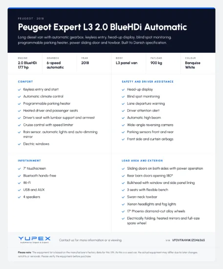 Picture of PEUGEOT EXPERT 2.0 BlueHDi 180 hk L3 EAT6