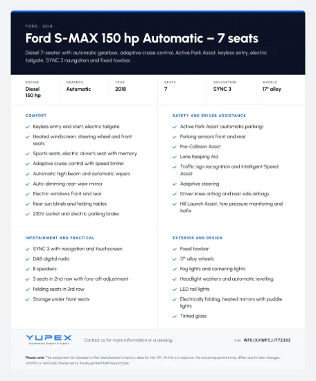 Picture of FORD S-MAX TDCi 2.0 (150 HK ) MPV FWD PS6 AUT